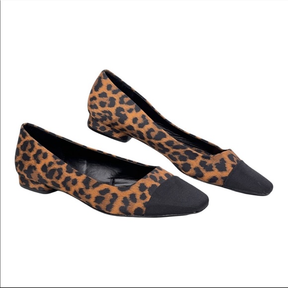 ZARA Cap Toe Animal Print Ballet Flat Business Wear Office Attire Leopard 6.5 - Picture 2 of 2